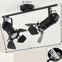 hofstein Plafonnier Lichinga Noir, 2 lumières* Spots Et Projecteurs