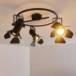 Lampes Industrielles-hofstein Plafonnier Lichinga Noir, 3 lumières