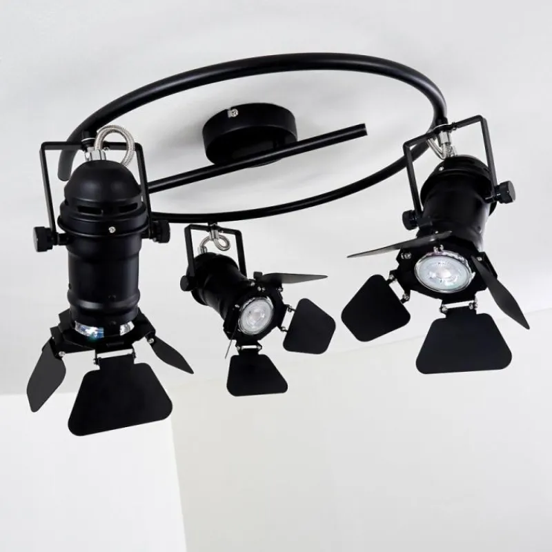 Lampes Industrielles-hofstein Plafonnier Lichinga Noir, 3 lumières