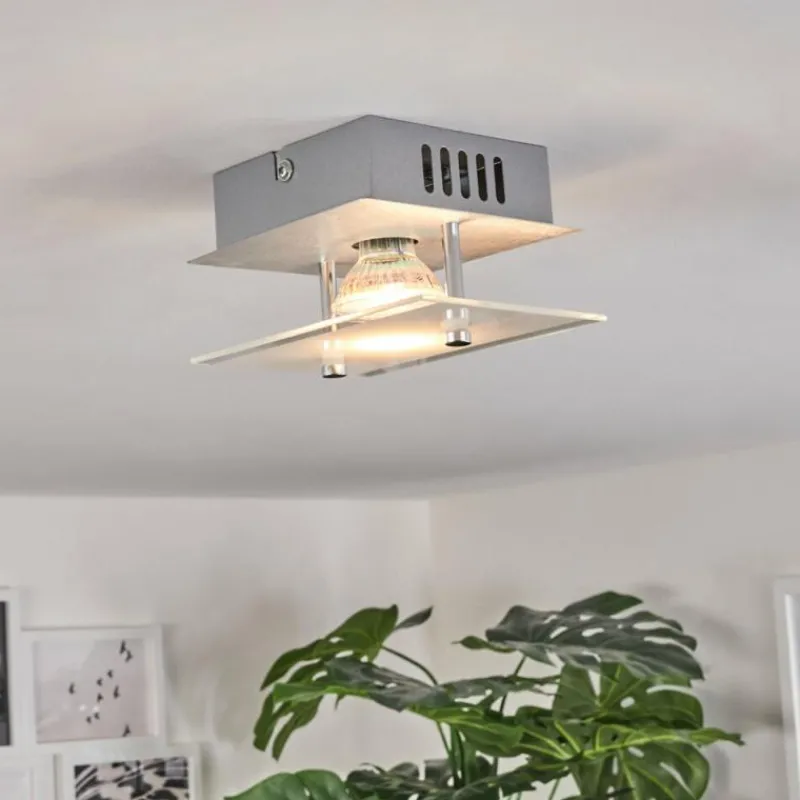 hofstein Plafonnier Liestal LED Nickel mat, 1 lumière