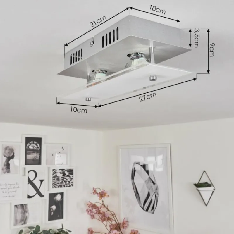 hofstein Plafonnier Liestal LED Nickel mat, 2 lumières