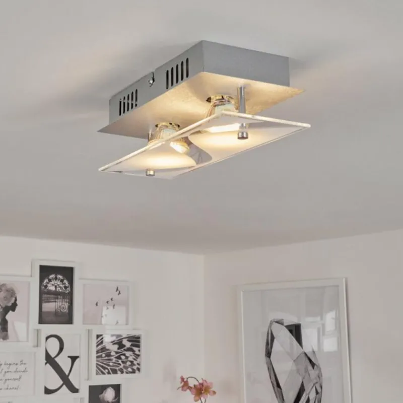 hofstein Plafonnier Liestal LED Nickel mat, 2 lumières