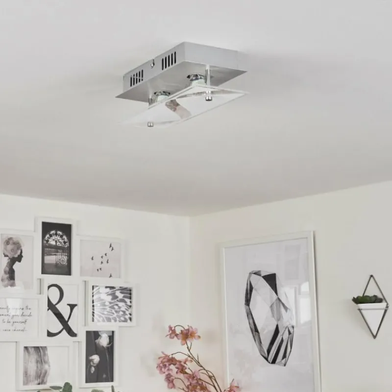 hofstein Plafonnier Liestal LED Nickel mat, 2 lumières