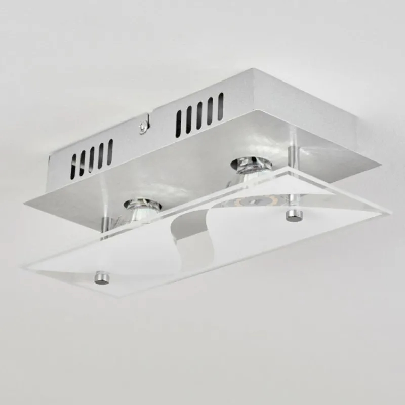 hofstein Plafonnier Liestal LED Nickel mat, 2 lumières