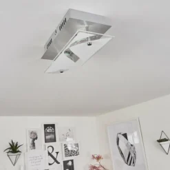 hofstein Plafonnier Liestal LED Nickel mat, 2 lumières