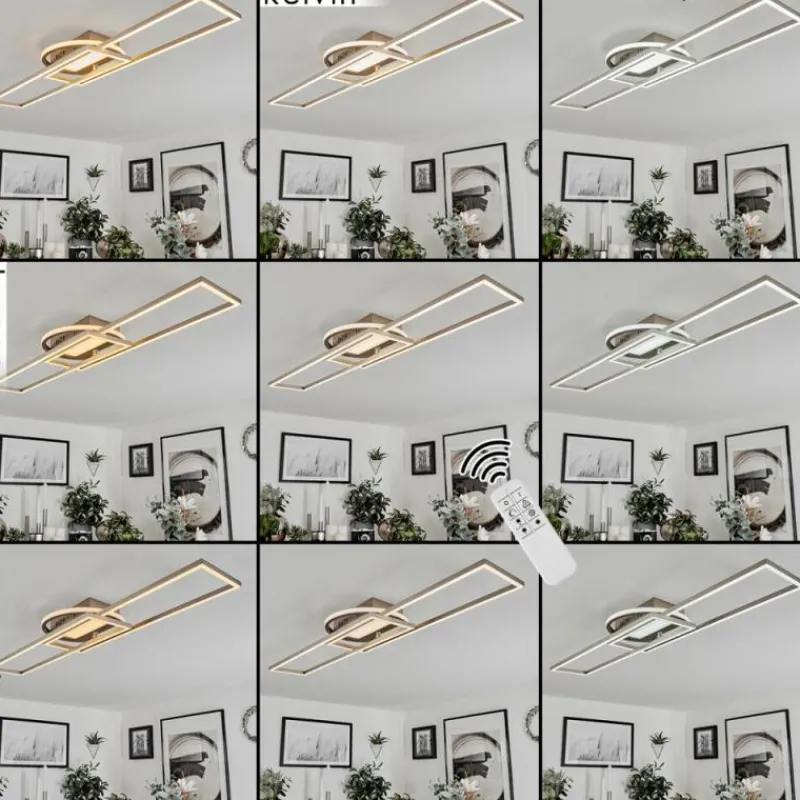 hofstein Plafonnier Lillavois LED Nickel mat, 1 lumière, Télécommandes