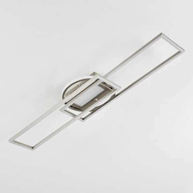 hofstein Plafonnier Lillavois LED Nickel mat, 1 lumière, Télécommandes