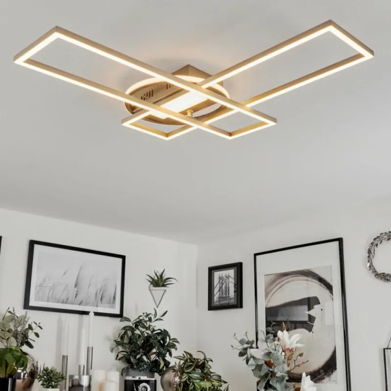 hofstein Plafonnier Lillavois LED Nickel mat, 1 lumière, Télécommandes