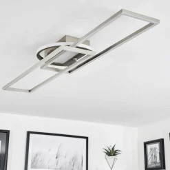 hofstein Plafonnier Lillavois LED Nickel mat, 1 lumière, Télécommandes