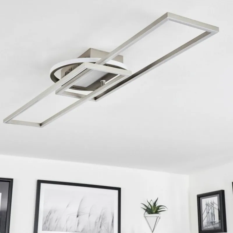hofstein Plafonnier Lillavois LED Nickel mat, 1 lumière, Télécommandes