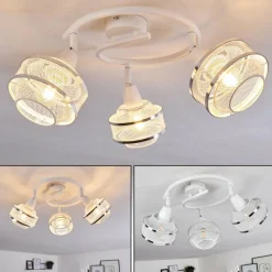 Luminaires Rustiques-hofstein Plafonnier Limassol Chrome, Blanc, 3 lumières