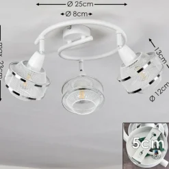 Luminaires Rustiques-hofstein Plafonnier Limassol Chrome, Blanc, 3 lumières