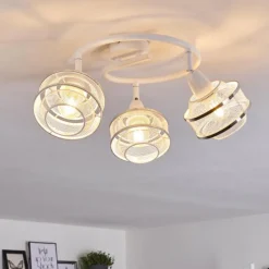 Luminaires Rustiques-hofstein Plafonnier Limassol Chrome, Blanc, 3 lumières