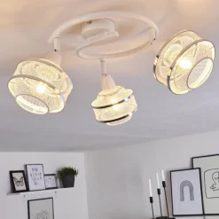 Luminaires Rustiques-hofstein Plafonnier Limassol Chrome, Blanc, 3 lumières