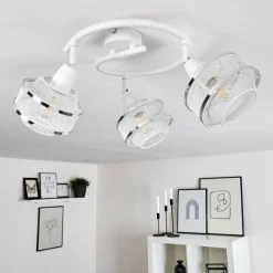 Luminaires Rustiques-hofstein Plafonnier Limassol Chrome, Blanc, 3 lumières