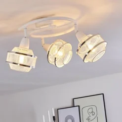 Luminaires Rustiques-hofstein Plafonnier Limassol Chrome, Blanc, 3 lumières