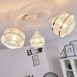 Luminaires Rustiques-hofstein Plafonnier Limassol Chrome, Blanc, 3 lumières