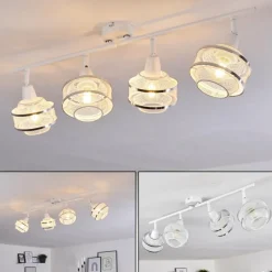 Luminaires Rustiques-hofstein Plafonnier Limassol Chrome, Blanc, 4 lumières