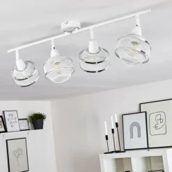 Luminaires Rustiques-hofstein Plafonnier Limassol Chrome, Blanc, 4 lumières