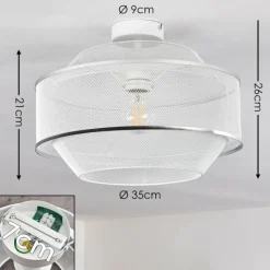 Luminaires Rustiques-hofstein Plafonnier Limassol Chrome, Blanc, 1 lumière