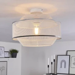 Luminaires Rustiques-hofstein Plafonnier Limassol Chrome, Blanc, 1 lumière