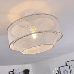 Luminaires Rustiques-hofstein Plafonnier Limassol Chrome, Blanc, 1 lumière