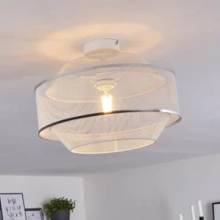 Luminaires Rustiques-hofstein Plafonnier Limassol Chrome, Blanc, 1 lumière