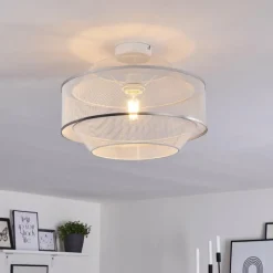 Luminaires Rustiques-hofstein Plafonnier Limassol Chrome, Blanc, 1 lumière