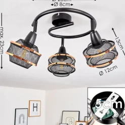 Luminaires Rustiques-hofstein Plafonnier Limassol Noir, 3 lumières