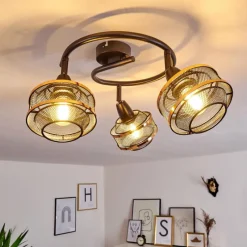 Luminaires Rustiques-hofstein Plafonnier Limassol Noir, 3 lumières