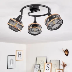 Luminaires Rustiques-hofstein Plafonnier Limassol Noir, 3 lumières