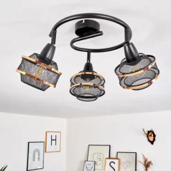 Luminaires Rustiques-hofstein Plafonnier Limassol Noir, 3 lumières