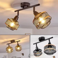 Luminaires Rustiques-hofstein Plafonnier Limassol Noir, 2 lumières