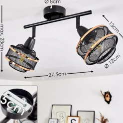 Luminaires Rustiques-hofstein Plafonnier Limassol Noir, 2 lumières