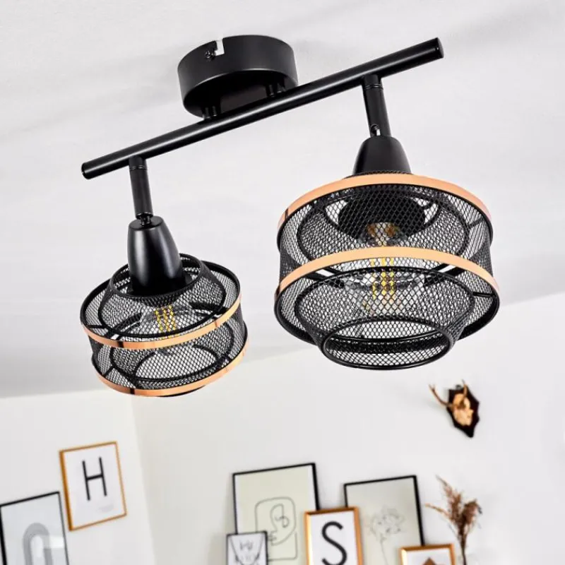 Luminaires Rustiques-hofstein Plafonnier Limassol Noir, 2 lumières