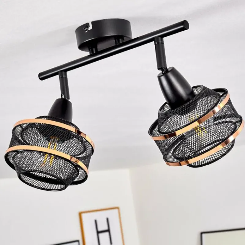 Luminaires Rustiques-hofstein Plafonnier Limassol Noir, 2 lumières