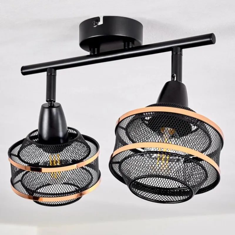 Luminaires Rustiques-hofstein Plafonnier Limassol Noir, 2 lumières