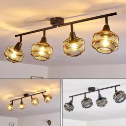 Luminaires Rustiques-hofstein Plafonnier Limassol Noir, 4 lumières