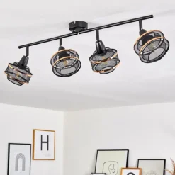 Luminaires Rustiques-hofstein Plafonnier Limassol Noir, 4 lumières