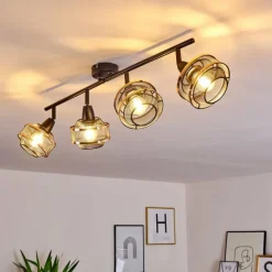 Luminaires Rustiques-hofstein Plafonnier Limassol Noir, 4 lumières