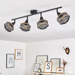 Luminaires Rustiques-hofstein Plafonnier Limassol Noir, 4 lumières
