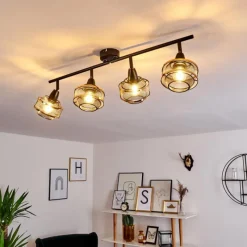 Luminaires Rustiques-hofstein Plafonnier Limassol Noir, 4 lumières