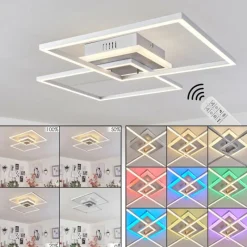 hofstein Plafonnier Lithgow LED Argenté, 2 lumières, Télécommandes, Changeur de couleurs