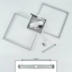 hofstein Plafonnier Lithgow LED Argenté, 2 lumières, Télécommandes, Changeur de couleurs