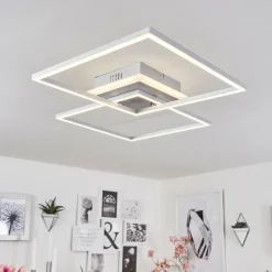 hofstein Plafonnier Lithgow LED Argenté, 2 lumières, Télécommandes, Changeur de couleurs
