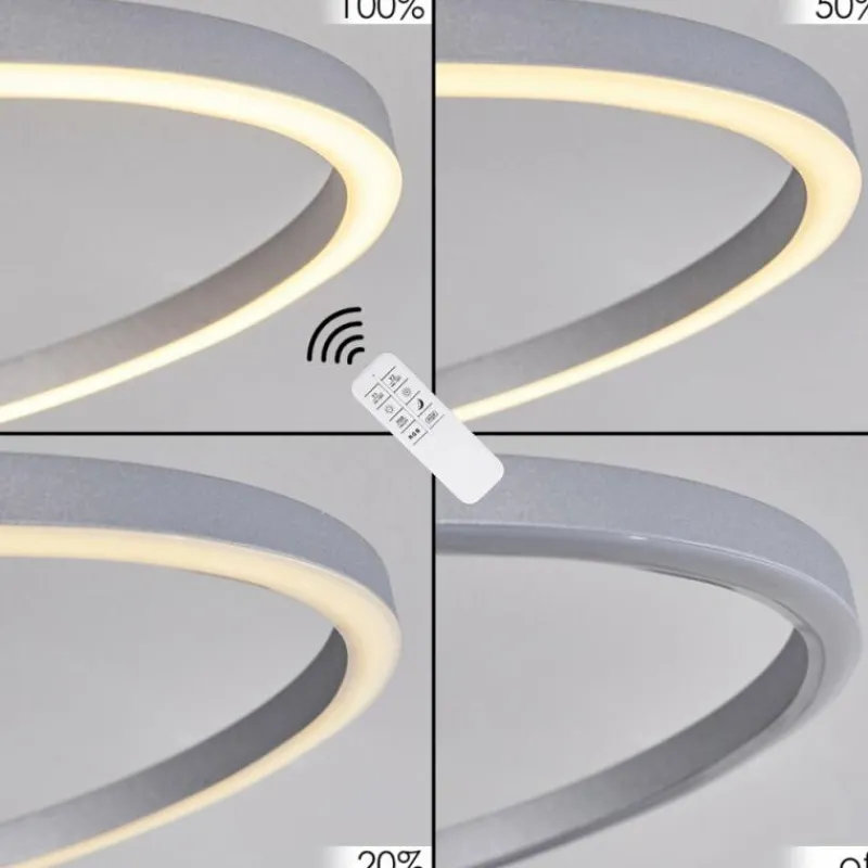 hofstein Plafonnier Lithgow LED Argenté, 2 lumières, Télécommandes, Changeur de couleurs