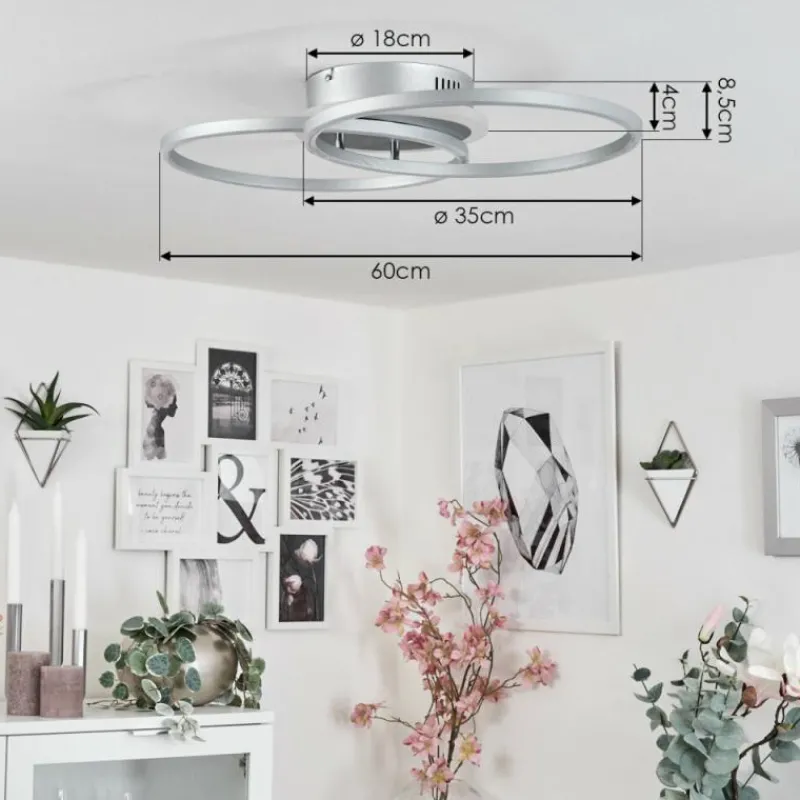 hofstein Plafonnier Lithgow LED Argenté, 2 lumières, Télécommandes, Changeur de couleurs