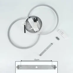 hofstein Plafonnier Lithgow LED Argenté, 2 lumières, Télécommandes, Changeur de couleurs