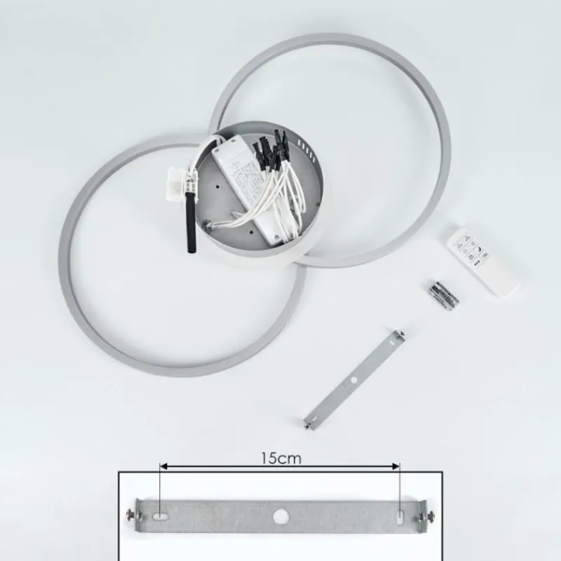 hofstein Plafonnier Lithgow LED Argenté, 2 lumières, Télécommandes, Changeur de couleurs