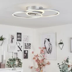 hofstein Plafonnier Lithgow LED Argenté, 2 lumières, Télécommandes, Changeur de couleurs